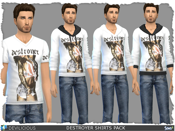 Sims 4 Destroyer Shirts Pack by Devilicious at TSR