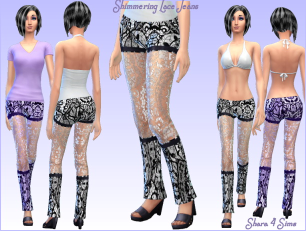 Sims 4 Shimmering Lace Jeans at Shara 4 Sims