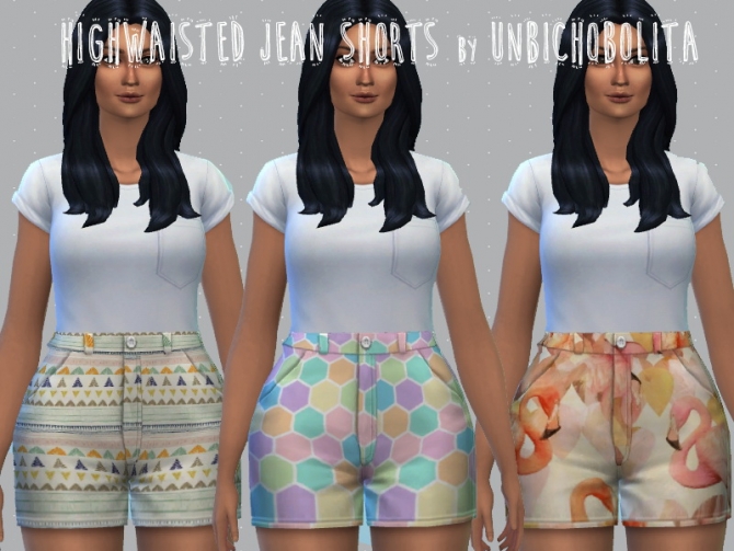 Sims 4 Printed highwaisted denim shorts at Un bichobolita