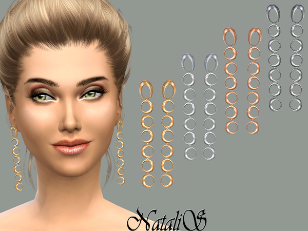 Sims 4 Linear circle drop earrings by NataliS at TSR