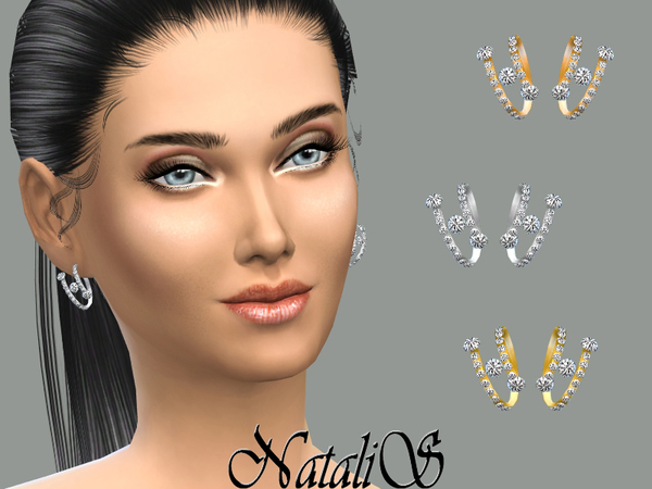 Sims 4 Spring and crystal earings by NataliS at TSR