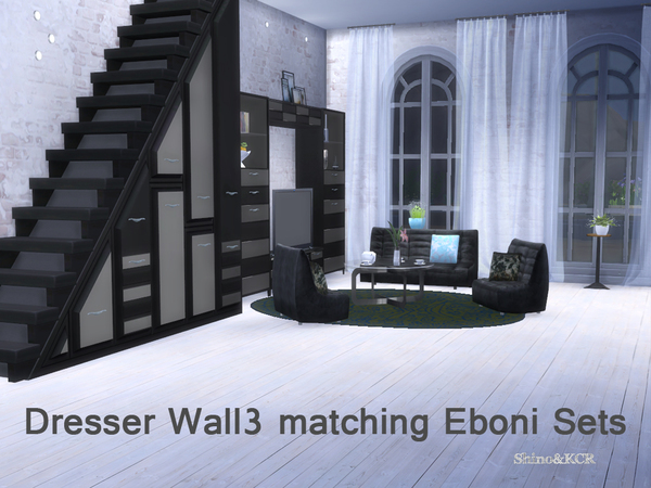 Sims 4 Under The Stairs dresser + curtains by ShinoKCR at TSR