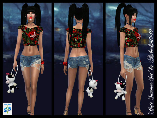 Sims 4 Flower Jeans/Lace Set at Amberlyn Designs