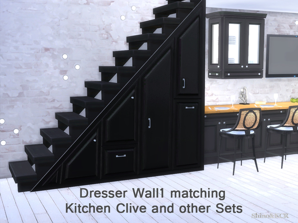 Sims 4 Under The Stairs dresser + curtains by ShinoKCR at TSR
