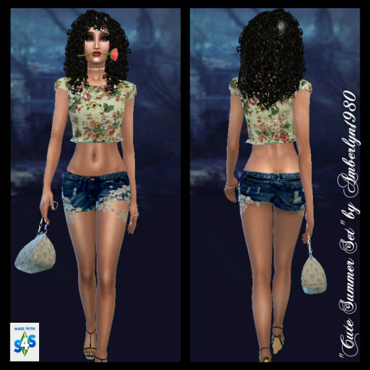 Sims 4 Flower Jeans/Lace Set at Amberlyn Designs