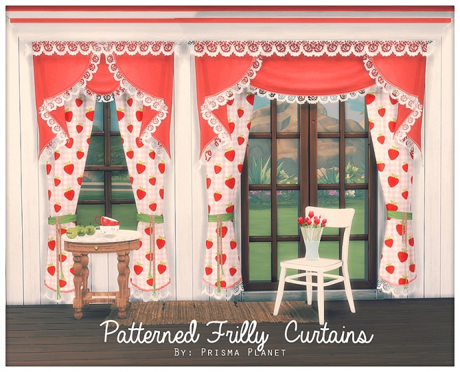 Sims 4 Frilly Curtains Patterned at Prisma Planet