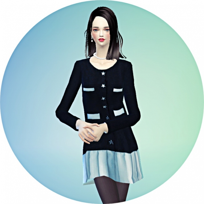 Sims 4 Star button onepiece outfit at Marigold