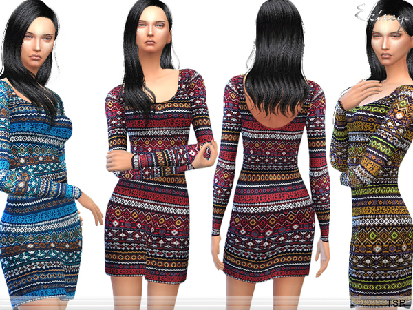 Sims 4 Tribal Print Dress by ekinege at TSR