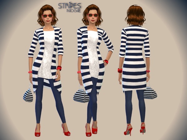 Sims 4 Stripes outfit by Paogae at TSR