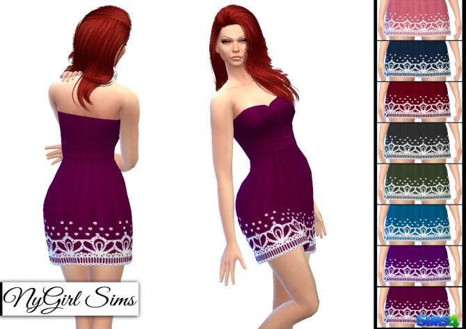 Sims 4 Embroidered Strapless Dress at NyGirl Sims