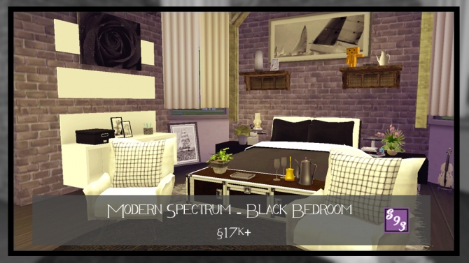 Sims 4 Modern Spectrum Black Bedroom by Shenice93 at TSR