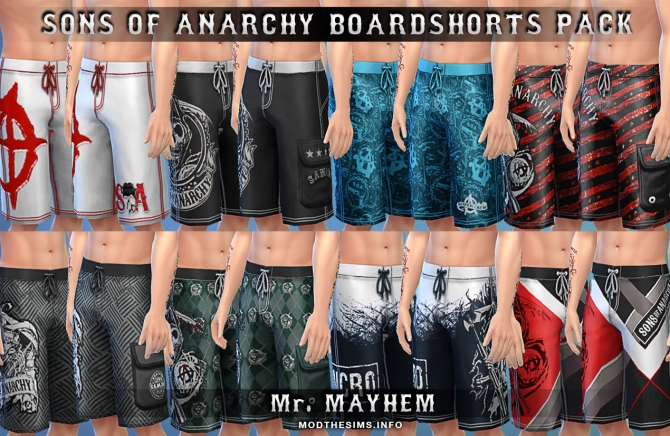 Sims 4 S.O.A. Boardshorts Pack by Mr. Mayhem at Mod The Sims