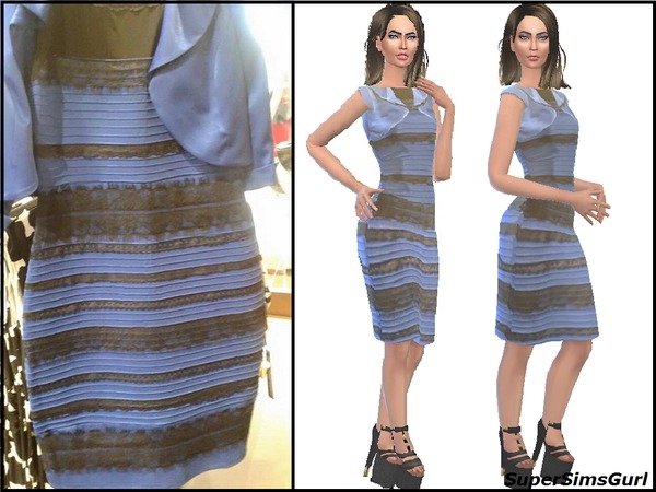 Sims 4 Blue and Black or White and Gold Dress by SuperSimsGurl at TSR