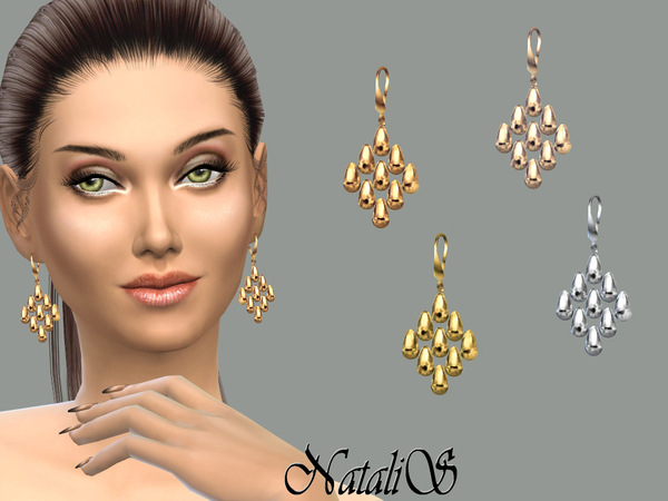 Sims 4 Beads cascade drop earrings by NataliS at TSR