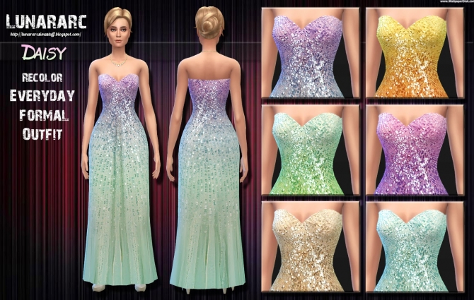 Sims 4 Daisy Beaded Long Dress at Lunararc