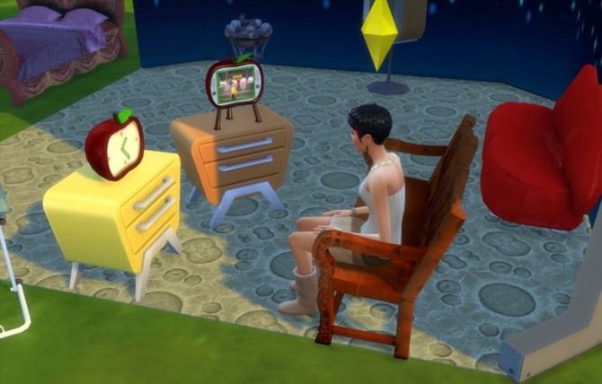 Sims 4 Apple Series TV and clock by darkdatatrc at Mod The Sims