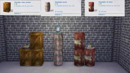 Industrial stackables: crate, barrel and oil drum by necrodog at Mod The Sims