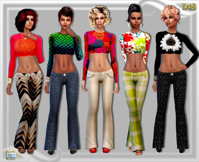 Sims 4 Crop Top & Bell Bottoms at Dreaming 4 Sims