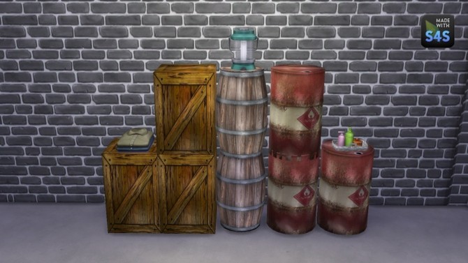 Sims 4 Industrial stackables: crate, barrel and oil drum by necrodog at Mod The Sims