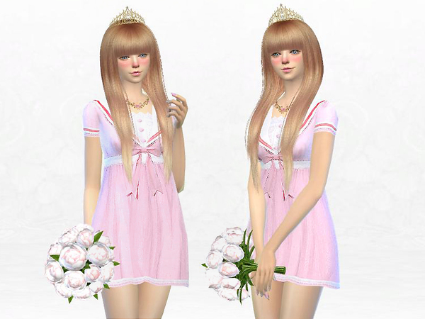 Sims 4 Lolita Pink Bowknot Princess Dress by SakuraPhan at TSR