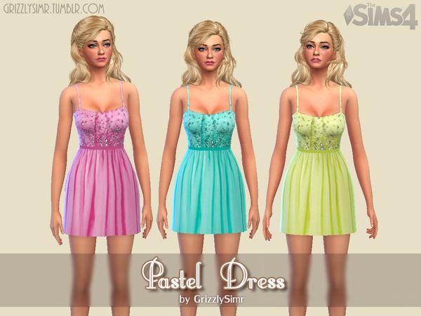 Sims 4 Pastel Dress by GrizzlySimr at TSR
