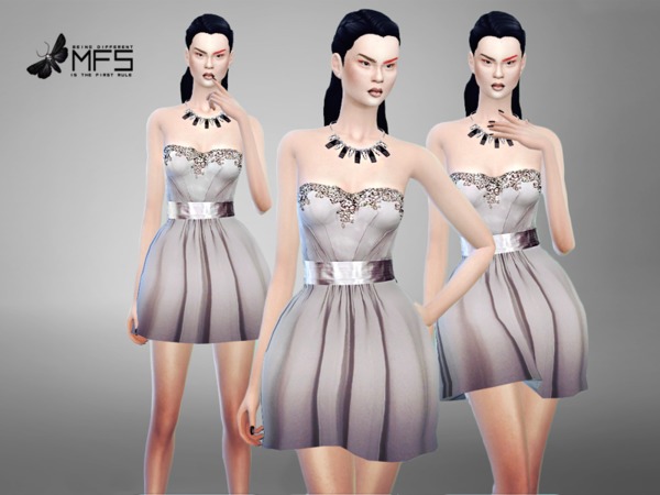 Sims 4 MFS Pearl Dress by MissFortune at TSR