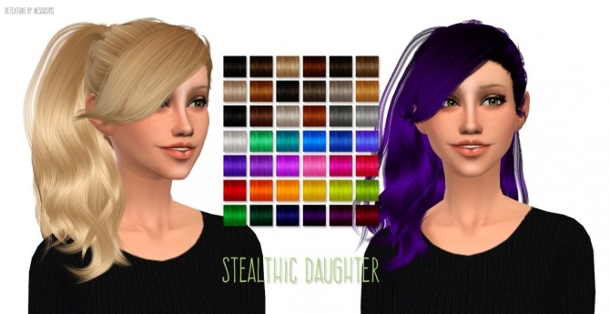 Sims 4 Stealthic Daughter hair retexture at Nessa Sims