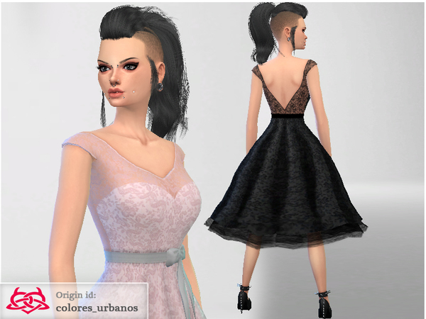 Sims 4 Rockabilly dress lace by Colores Urbanos at TSR