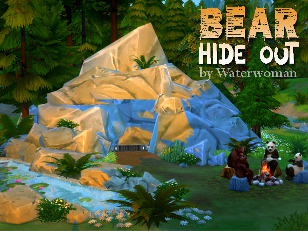 Sims 4 Bear Hide Out lot by Waterwoman at Akisima