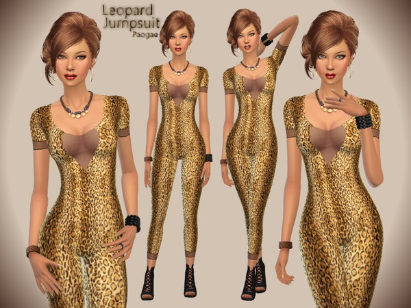 Sims 4 Leopard Jumpsuit by Paogae at TSR
