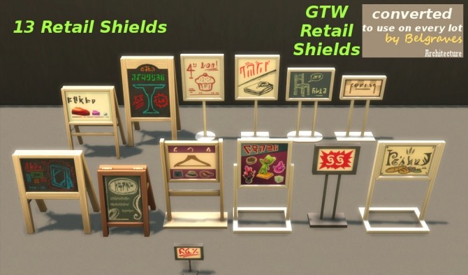 Sims 4 14 Wall Signs and 13 Shields at Leander Belgraves