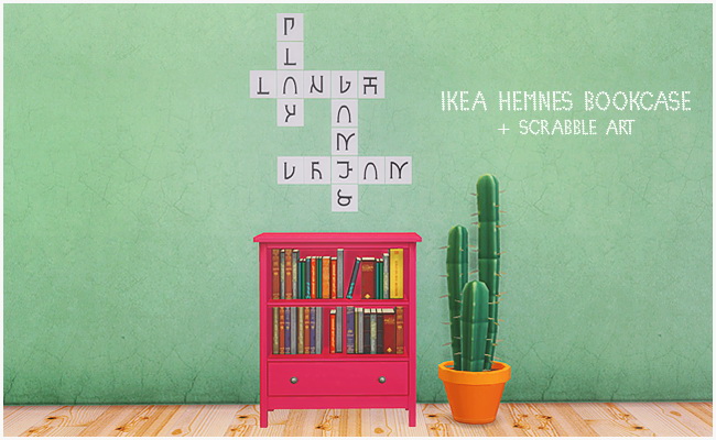 Sims 4 IKEA Hemnes bookcase & Scrabble art at Lina Cherie
