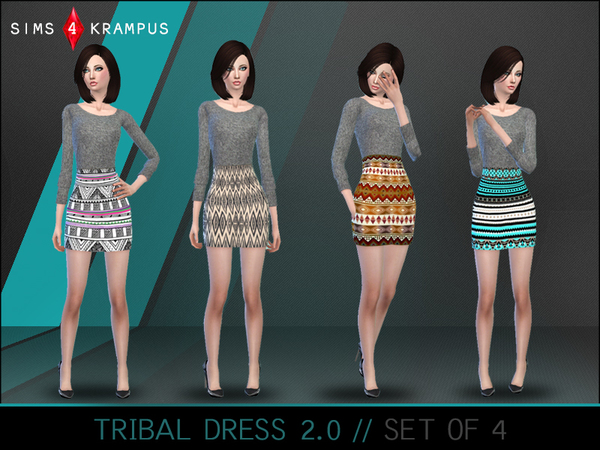 Sims 4 Aztec Sweater Dress set of 4 by SIms4Krampus at TSR