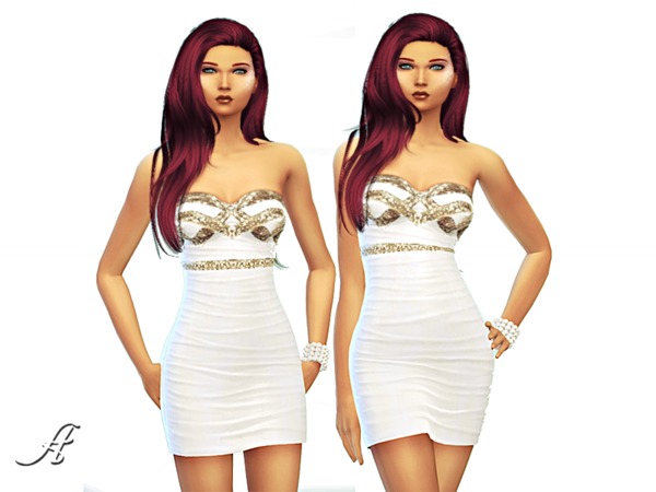 Sims 4 Little White Dress by Apathie at TSR