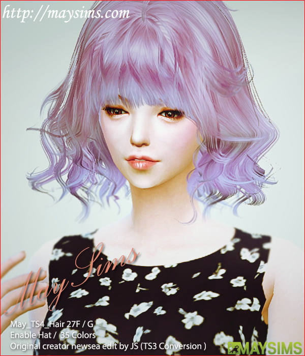 Sims 4 Hair 27 F (Newsea edit by JS) retextured at May Sims