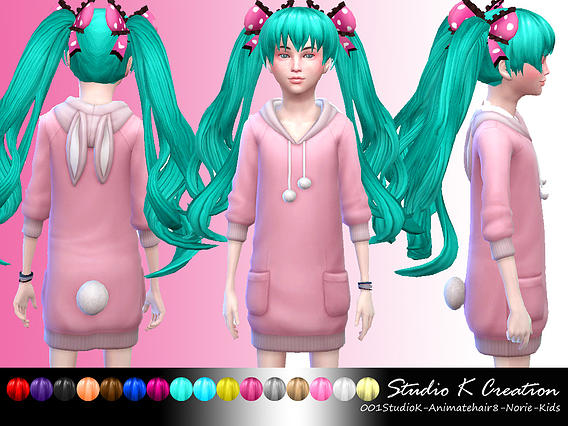 Sims 4 Animate hair 8 Norie for kids at Studio K Creation