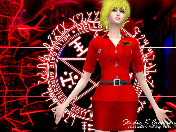 Sims 4 Hellsing Seras outfit at Studio K Creation