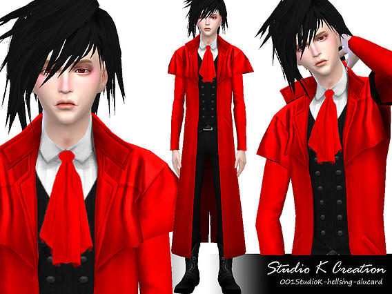 Sims 4 Hellsing Alucard outfit at Studio K Creation