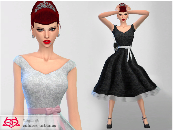 Sims 4 Rockabilly dress lace by Colores Urbanos at TSR