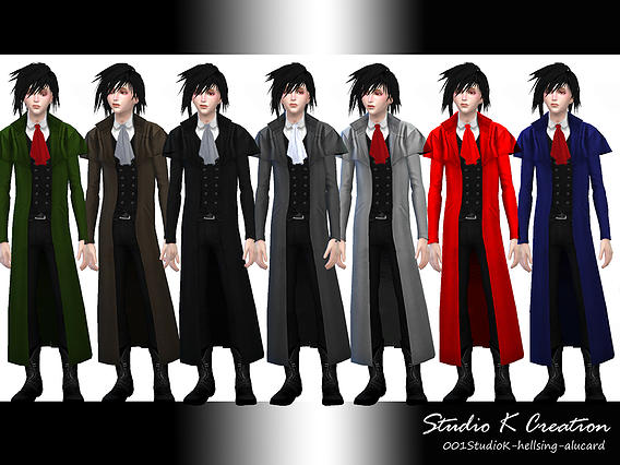 Sims 4 Hellsing Alucard outfit at Studio K Creation