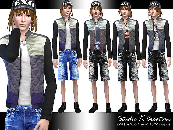 Sims 4 GIRUTO 1 jacket, vest tee and shorts for males at Studio K Creation