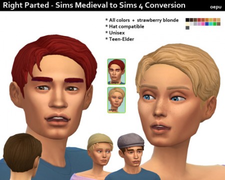 Right parted Medieval hair conversion at Oepu Sims 4