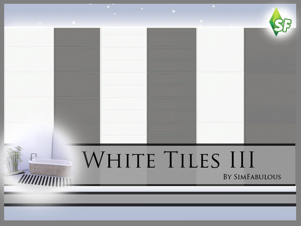 Sims 4 White Tiles Wall Set by SimFabulous at TSR