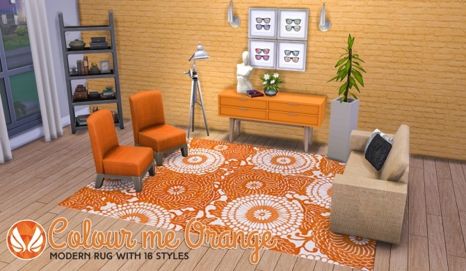 Sims 4 Colour Me Orange Modern Rugs at Simsational Designs