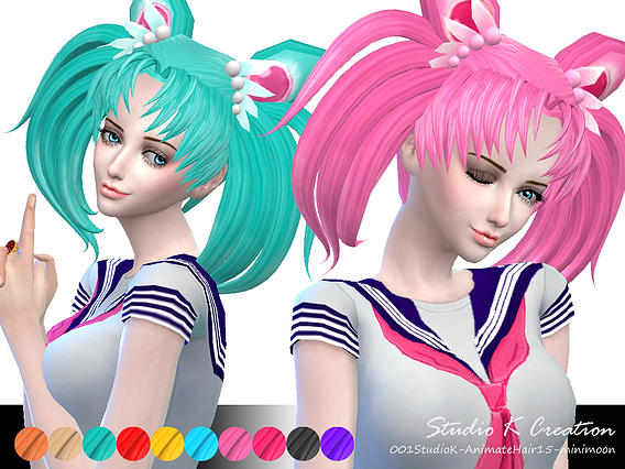 Sims 4 Animate hair 15 Mini Moon at Studio K Creation