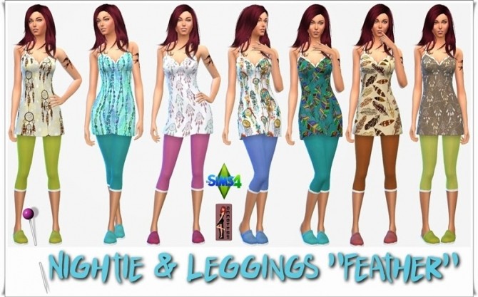 Sims 4 Feather Nightie & Leggings & Slipper at Annett’s Sims 4 Welt