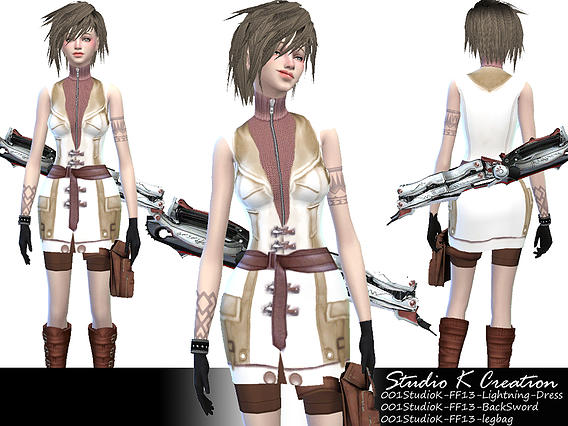 Sims 4 FF13 LightNing outfit at Studio K Creation