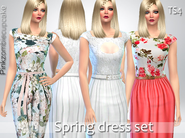Sims 4 Spring Dress Set by Pinkzombiecupcakes at TSR