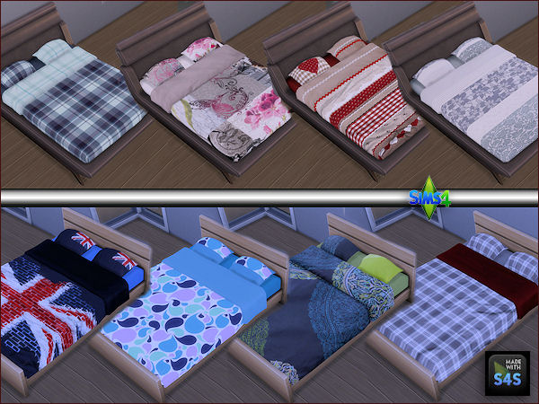 Sims 4 2 recolored double beds with 4 beddings at Arte Della Vita