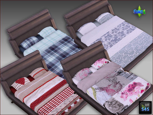 Sims 4 2 recolored double beds with 4 beddings at Arte Della Vita